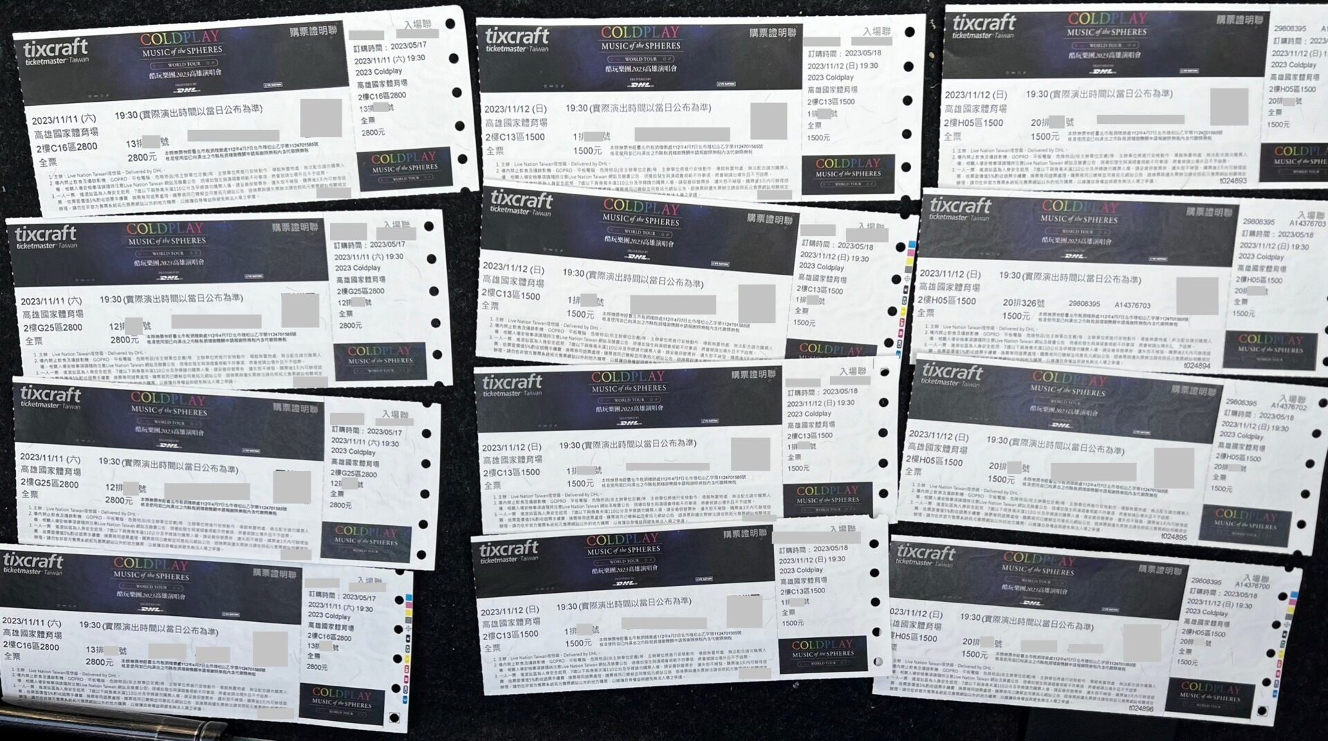 警方在黃姓犯嫌家中查扣英國天團Coldplay高雄演唱會門票20張。(圖／刑事警察局提供)