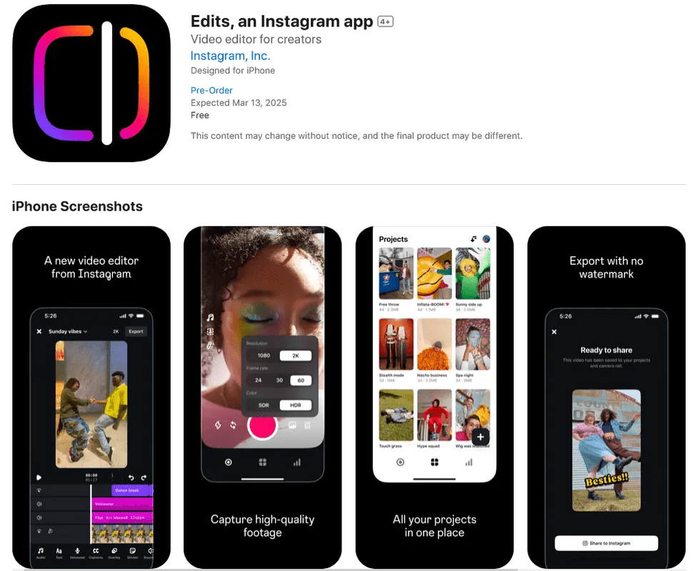 TikTok禁令餘波盪漾 Meta趁機推出「Edits」影片編輯功能