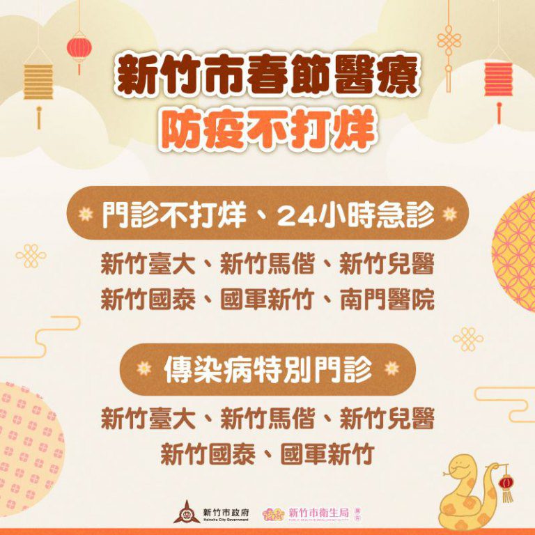竹市春節醫療、防疫不打烊 　9天連假就醫懶人包看這裡