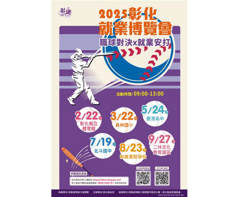 彰化就業博覽會22日縣立體育館登場 8成職缺薪資上看4萬 彰化就業博覽會22日縣立體育館登場 8成職缺薪資上看4萬