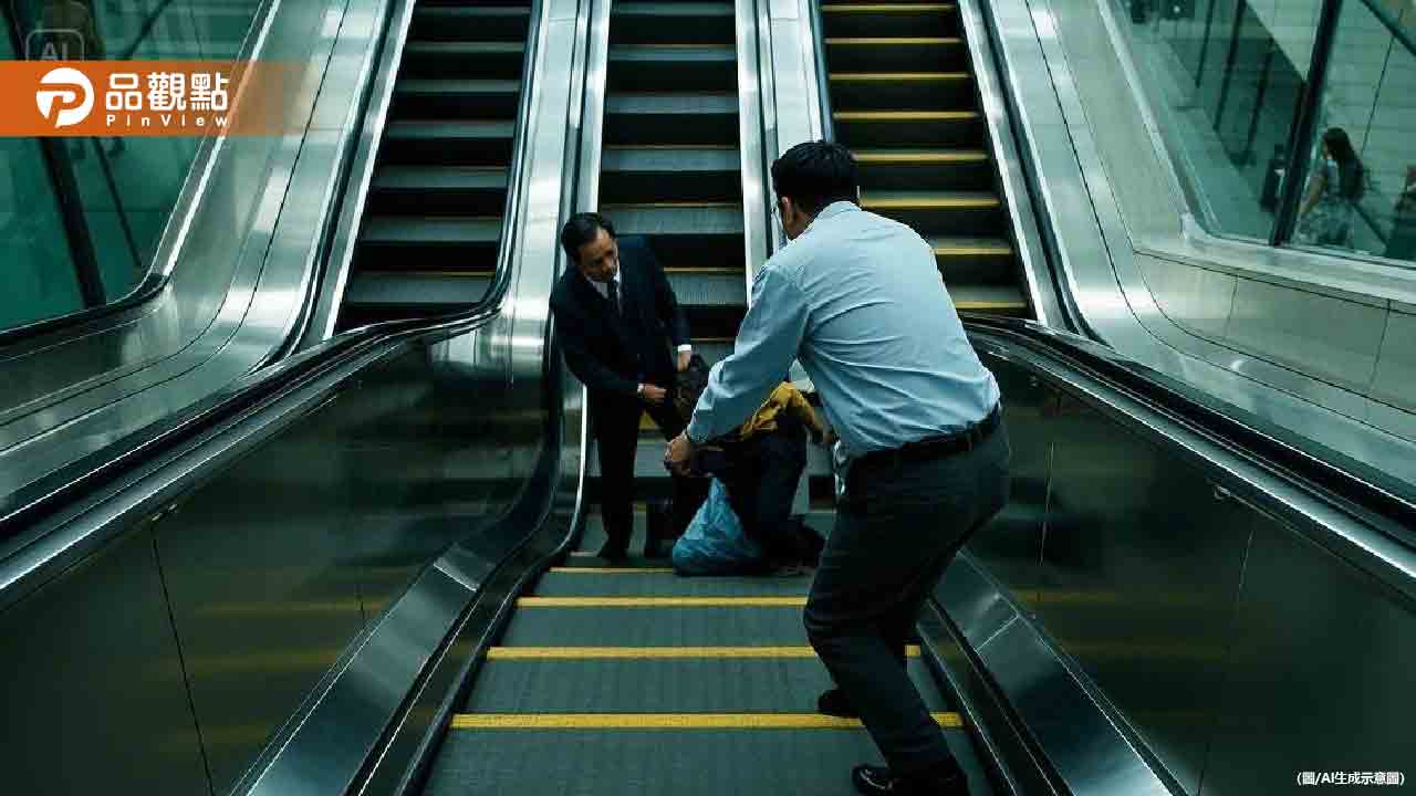 北捷超長電扶梯乘客失足墜落! 路人肉身擋救命 北捷超長電扶梯乘客失足墜落! 路人肉身擋救命