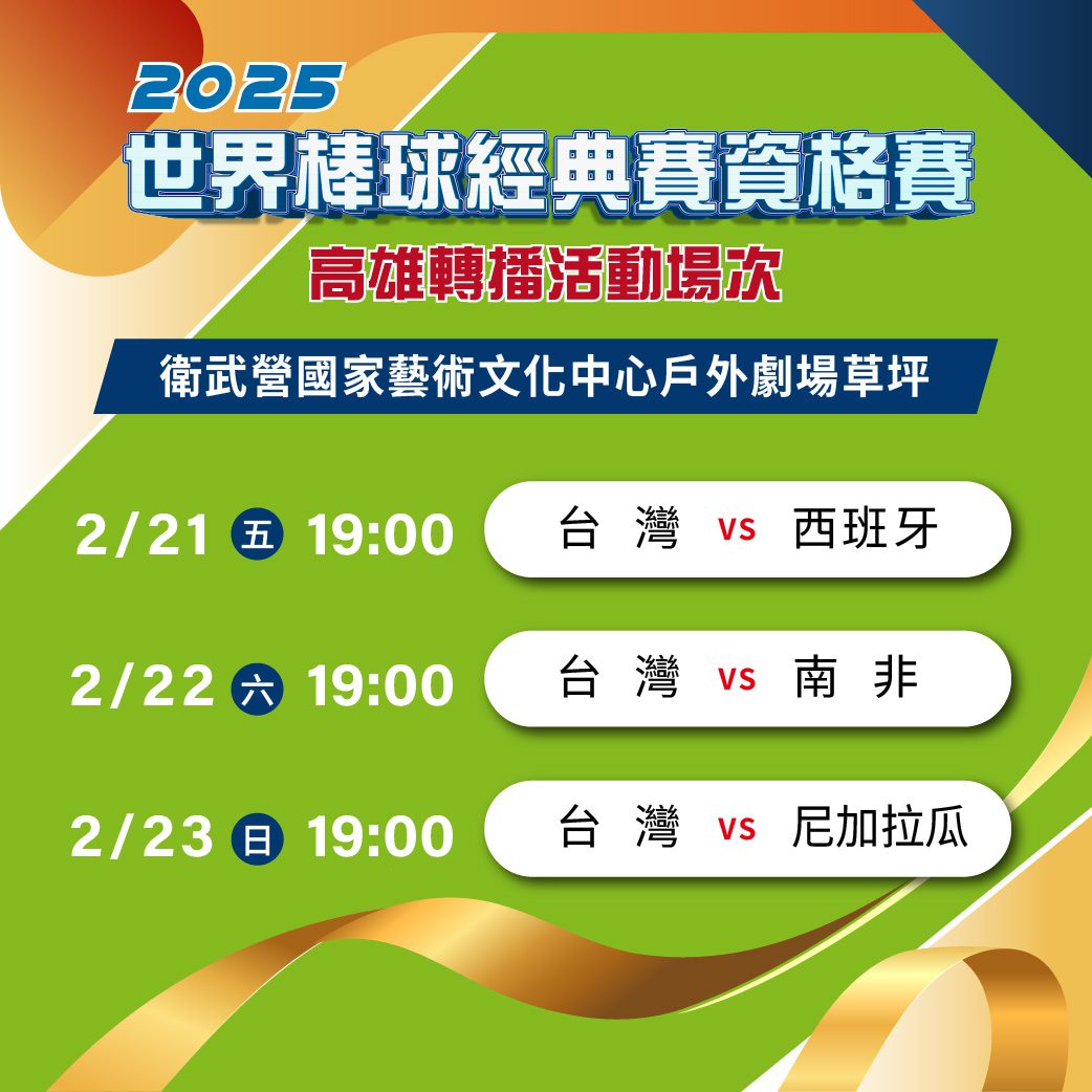 WBCQ世界棒球經典資格賽震撼登場！  高雄現場轉播、大家一起為台灣加油！