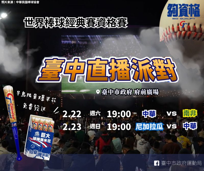 2025  WBC經典賽資格賽2/22、23日 臺中市府前廣場直播活動 2025  WBC經典賽資格賽2/22、23日 臺中市府前廣場直播活動