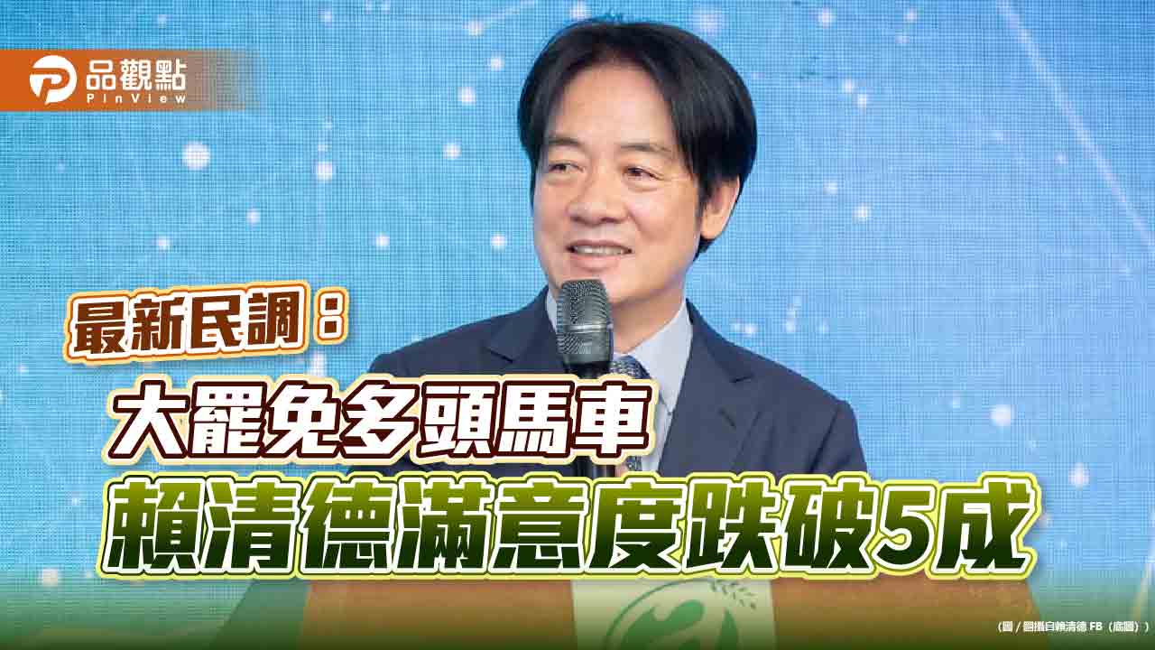 最新民調:大罷免多頭馬車 賴清德滿意度跌破5成 最新民調:大罷免多頭馬車 賴清德滿意度跌破5成