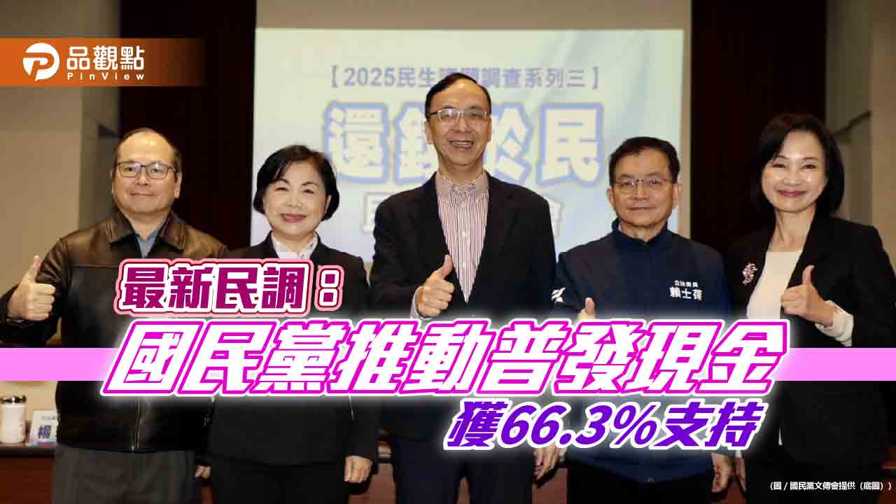 最新民調:國民黨推動普發現金 獲66.3%支持 最新民調:國民黨推動普發現金 獲66.3%支持