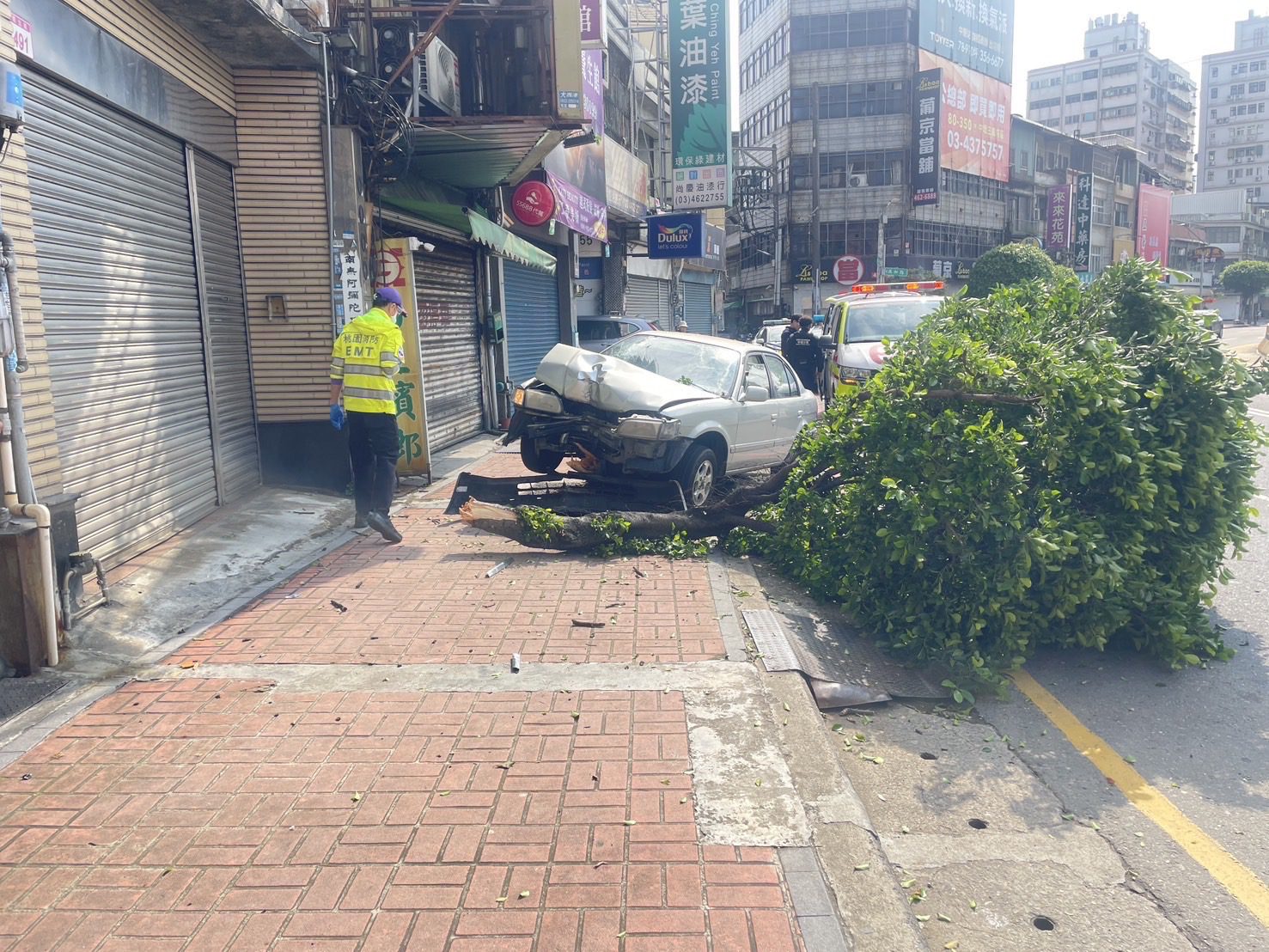 中壢環北路自撞路樹意外 59歲駕駛與乘客腦震盪送醫 中壢環北路自撞路樹意外 59歲駕駛與乘客腦震盪送醫
