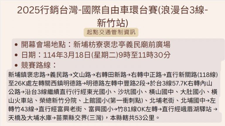 2025國際自由車環臺大賽-浪漫台3線站即將開跑 2025國際自由車環臺大賽-浪漫台3線站即將開跑