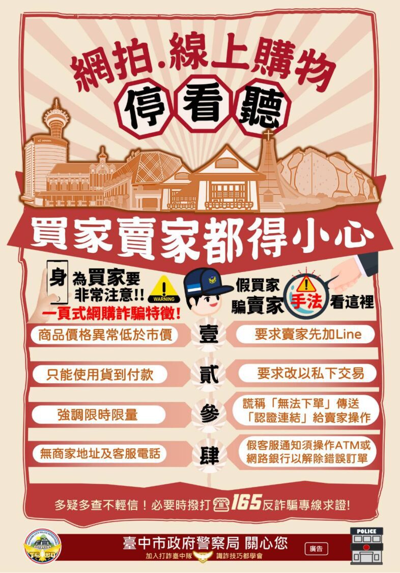 多款海報鋪天蓋地提醒民眾遠離詐騙 中市警:麥擱被騙了 多款海報鋪天蓋地提醒民眾遠離詐騙 中市警:麥擱被騙了