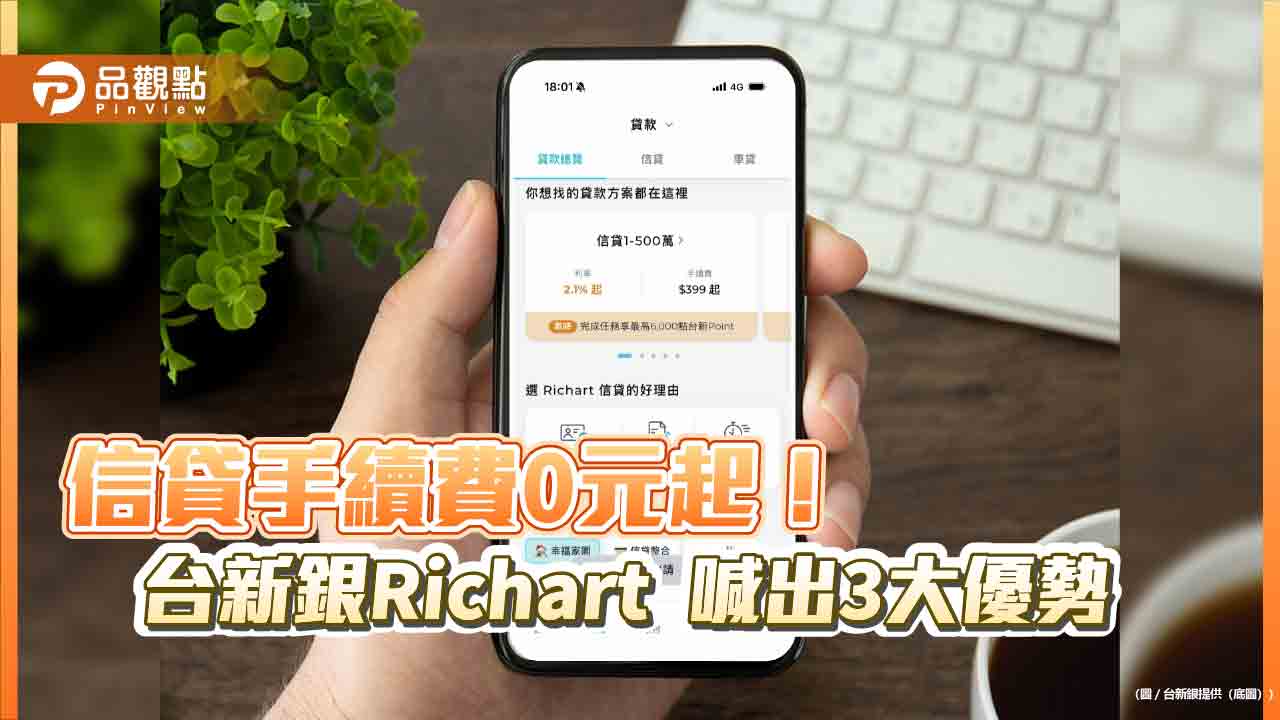 信貸利率2.1%起！最高加碼6000點　台新銀Richart推限時專案