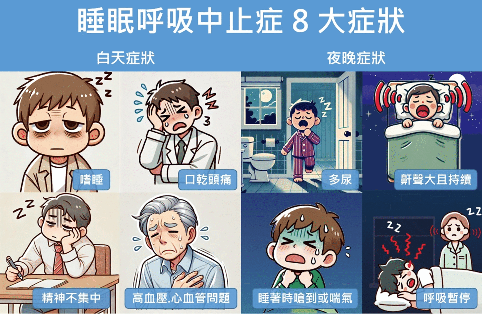 老是睡不飽、白天沒精神?小心是睡眠呼吸中止症! 老是睡不飽、白天沒精神?小心是睡眠呼吸中止症!