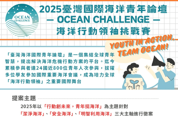 行動創未來青年挺海洋　2025臺灣海洋國際青年論壇熱烈徵件