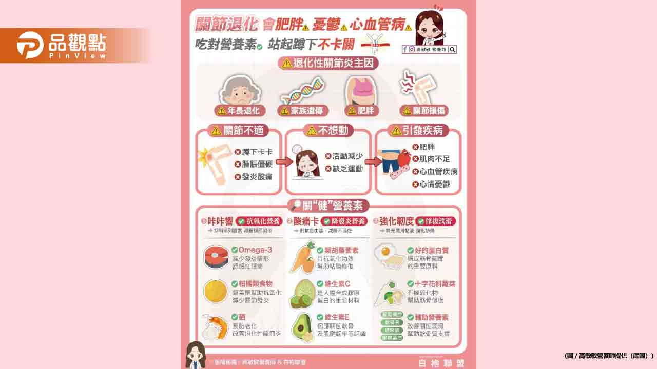 退化性關節炎 吃對營養素 站起蹲下不卡關 退化性關節炎 吃對營養素 站起蹲下不卡關