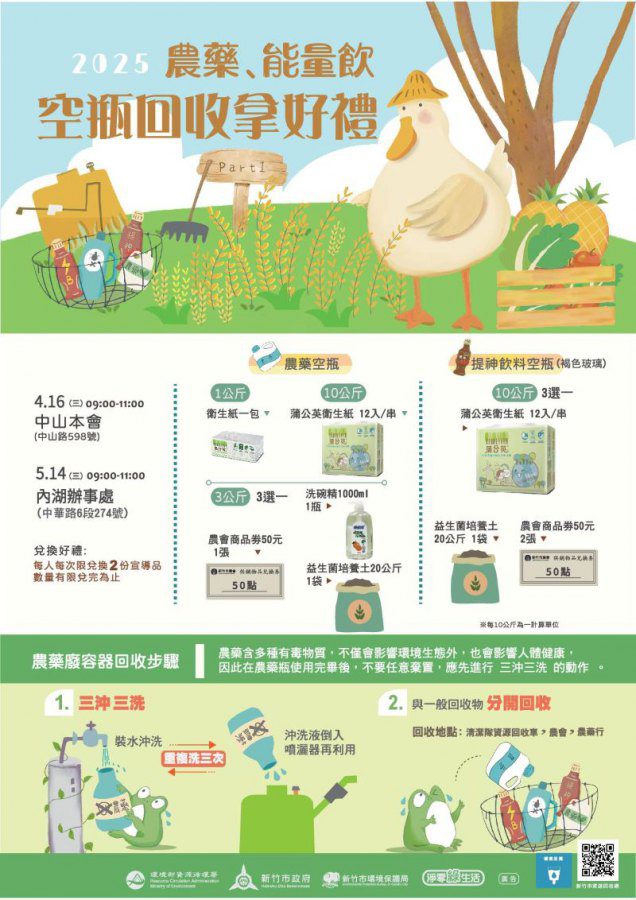 竹市府啟動春季農藥及提神飲料玻璃空瓶回收活動　邱臣遠代理市長邀市民以行動守護環境