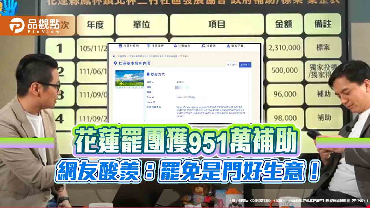 花蓮罷團獲951萬補助 網友酸羨:罷免是門好生意! 花蓮罷團獲951萬補助 網友酸羨:罷免是門好生意!