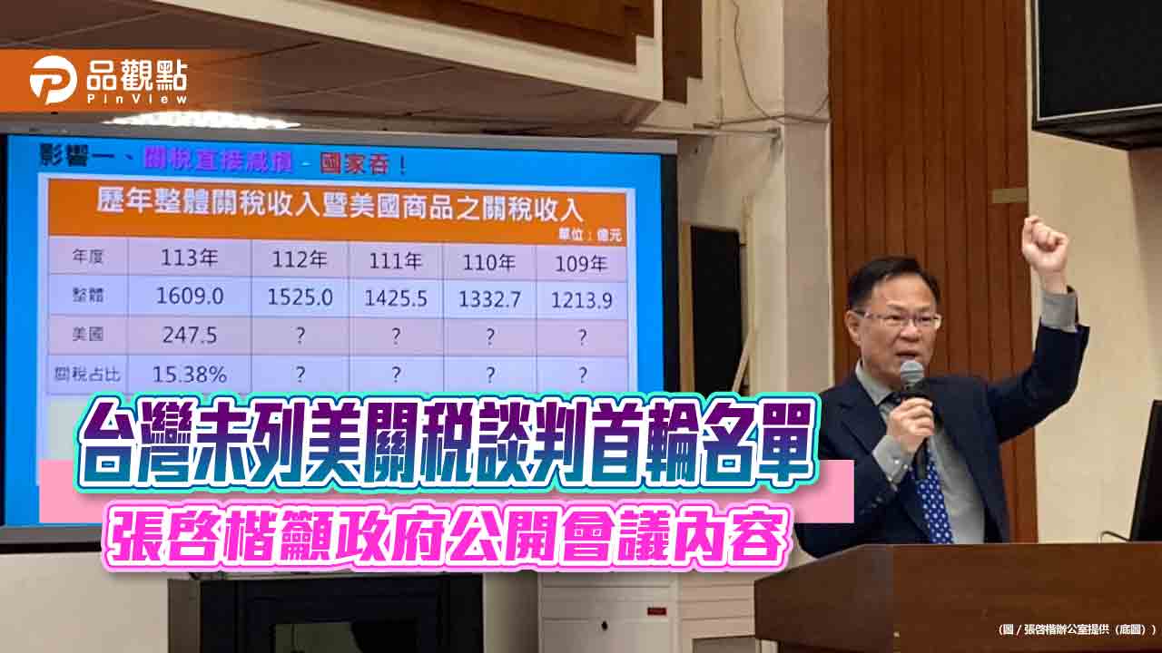 台灣未列美關稅談判首輪名單　張啓楷籲政府公開會議內容