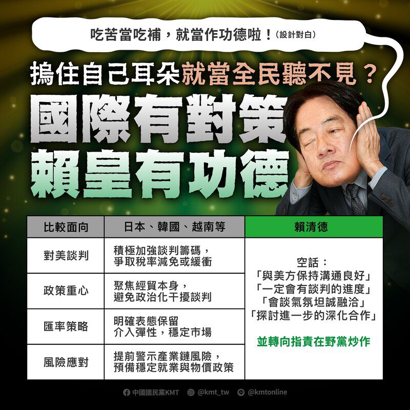 摀住自己耳朵就當全民聽不見? 國際有對策 賴皇有功德 摀住自己耳朵就當全民聽不見? 國際有對策 賴皇有功德