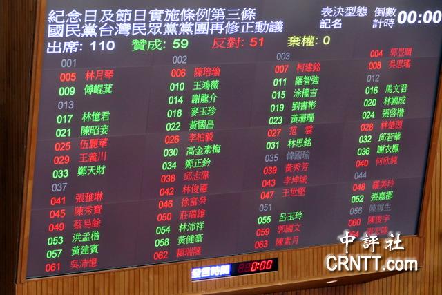 立院增4+1公定假 台灣光復節恢復放假 立院增4+1公定假 台灣光復節恢復放假