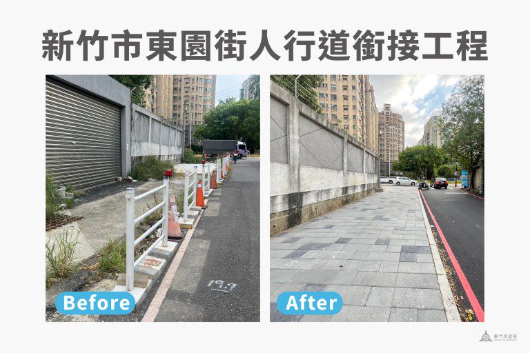 竹市府完成東園街人行道銜接工程 串聯行人動線、提升交通安全 竹市府完成東園街人行道銜接工程 串聯行人動線、提升交通安全