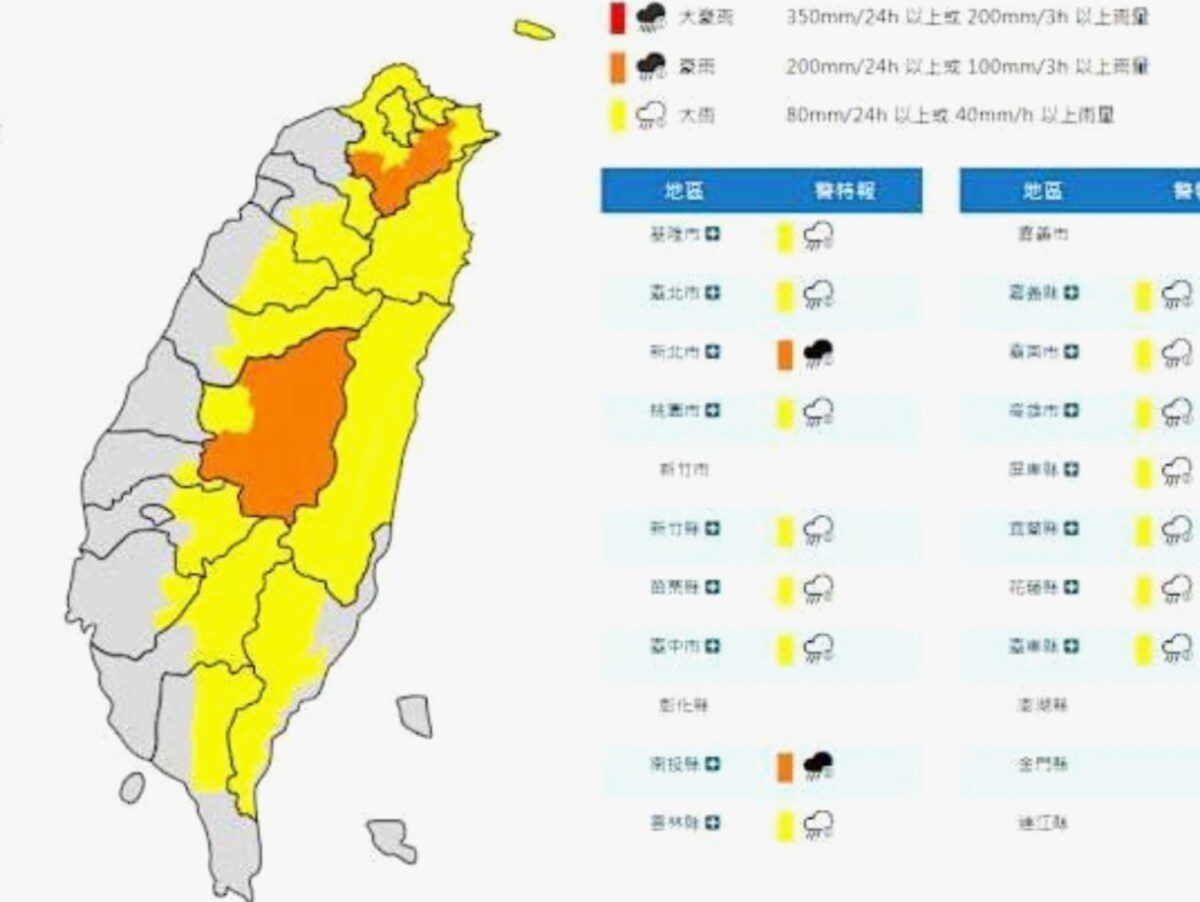 大雷雨升級 16縣市豪 大雨特報 6縣市留意大雷雨 大雷雨升級 16縣市豪 大雨特報 6縣市留意大雷雨