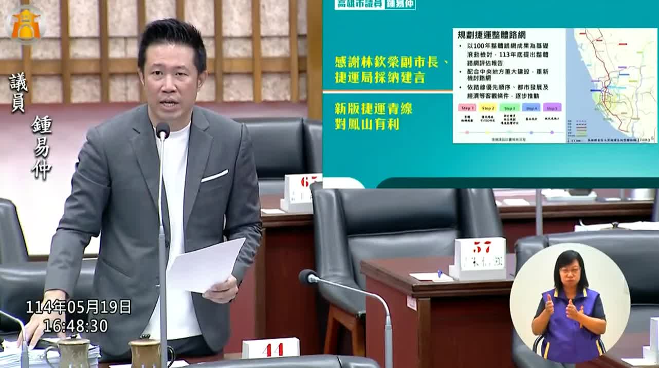 鳳山捷運藍線轉型青線 鍾易仲建議:盼納入鳳山火車站 鳳山捷運藍線轉型青線 鍾易仲建議:盼納入鳳山火車站