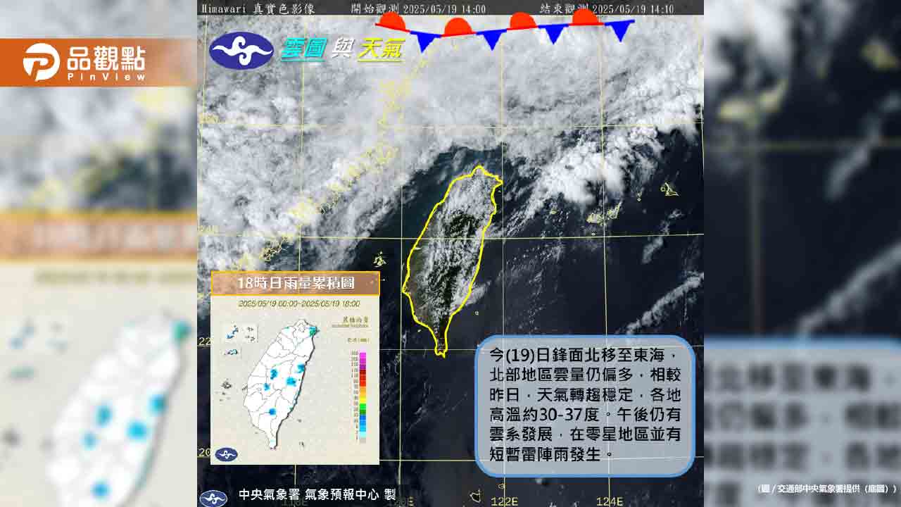 高溫飆37度!梅雨鋒面週末來襲 中北部防雷陣雨 高溫飆37度!梅雨鋒面週末來襲 中北部防雷陣雨