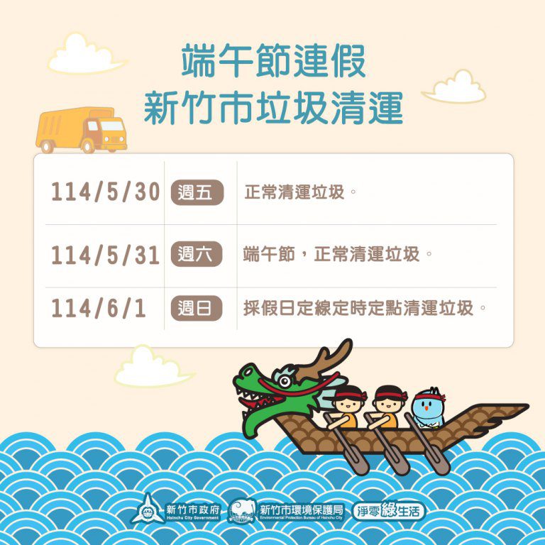端午節三天連假　 新竹市垃圾清運不打烊