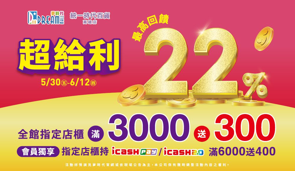 夢時代超給利回饋22%  華南卡加碼送OPENPOINT大回饋