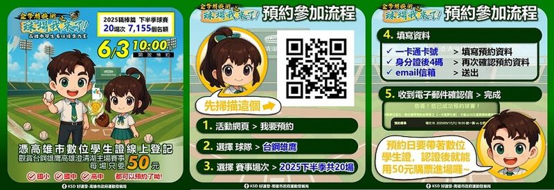 高雄市國小學生也適用 「高雄市學生50元看球」下半季預約6/3正式開放