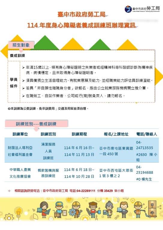 助身障者順利就業! 中市勞工局辦理職訓專班 助身障者順利就業! 中市勞工局辦理職訓專班