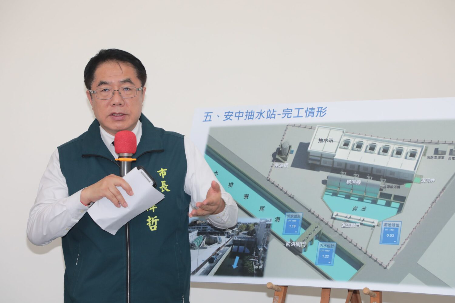 黃偉哲視察安南區「安中抽水站新建工程」竣工