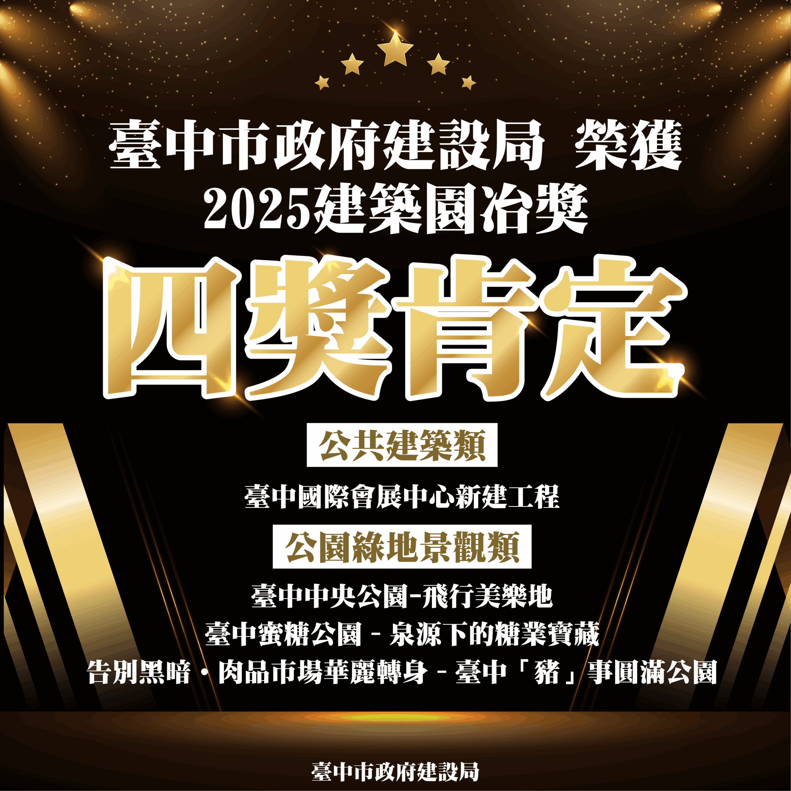 城市美學再創巔峰！　中市建設局奪建築園冶獎4項大獎肯定