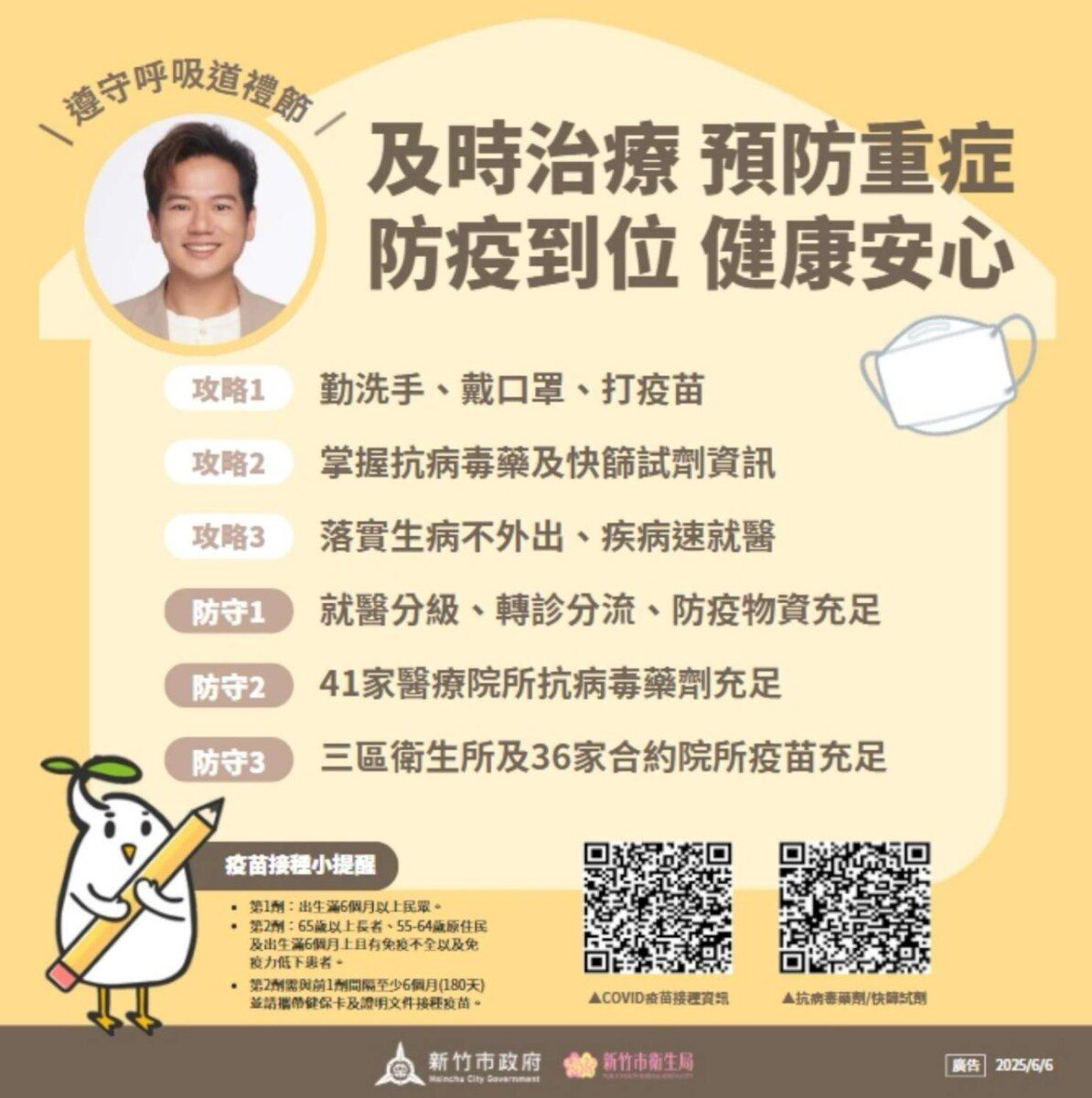新冠疫情升溫 竹市府已整備3+3攻防 防疫從你我做起 疫苗接種刻不容緩 新冠疫情升溫 竹市府已整備3+3攻防 防疫從你我做起 疫苗接種刻不容緩