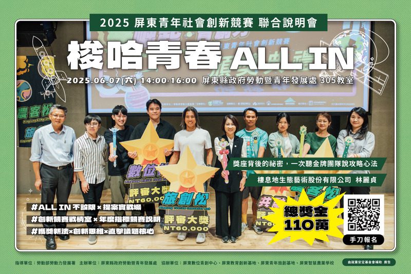 110萬大獎等你來戰！屏東青年創新競賽熱血啟動