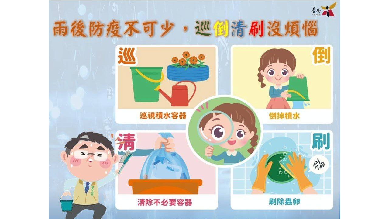 「梅」好生活齊防蚊 台南市府:大家一起「巡倒清刷」! 「梅」好生活齊防蚊 台南市府:大家一起「巡倒清刷」!