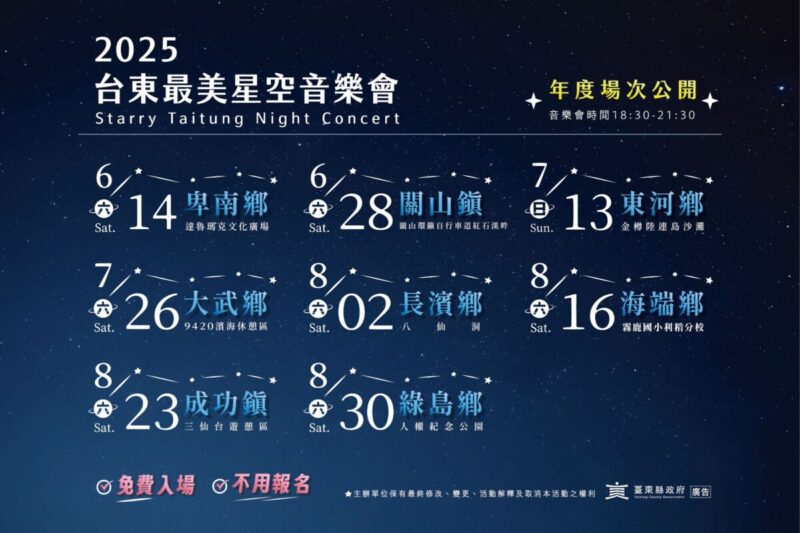 台東最美星空相約達魯瑪克 6/14卑南場星空音樂會璀璨登場 台東最美星空相約達魯瑪克 6/14卑南場星空音樂會璀璨登場