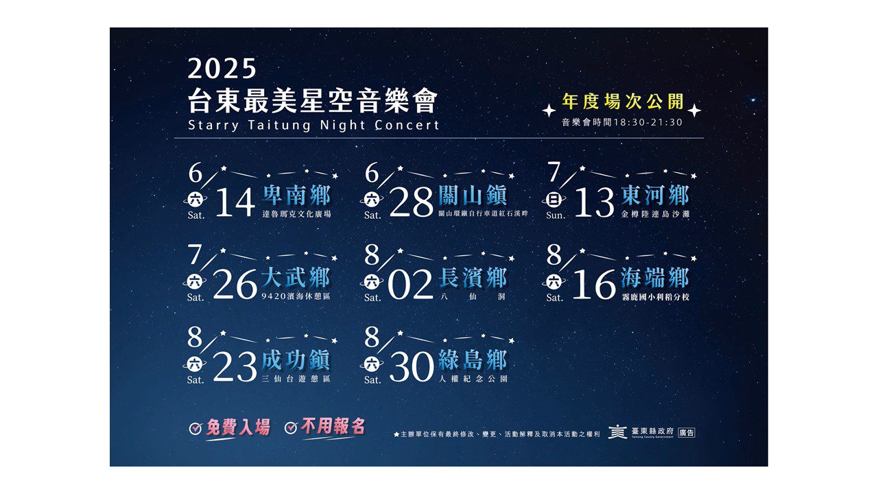 台東最美星空卑南場星空音樂會6/14登場
