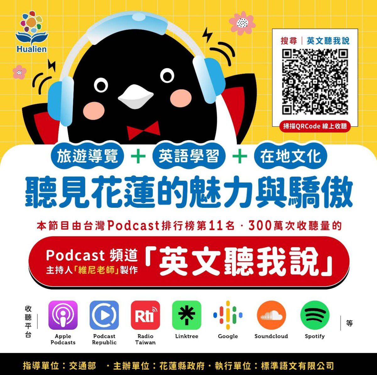 聲音裡的英語與旅行「維尼老師 英文聽我說」Podcast即將播出花蓮系列廣播節目