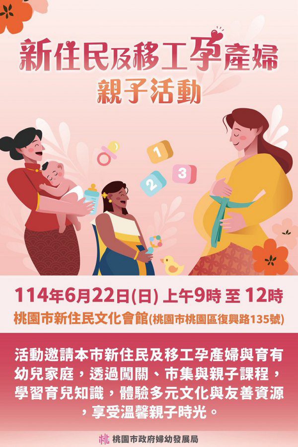 6/22於桃市新住民文化會館 舉辦新住民及移工孕產婦親子活動 6/22於桃市新住民文化會館 舉辦新住民及移工孕產婦親子活動