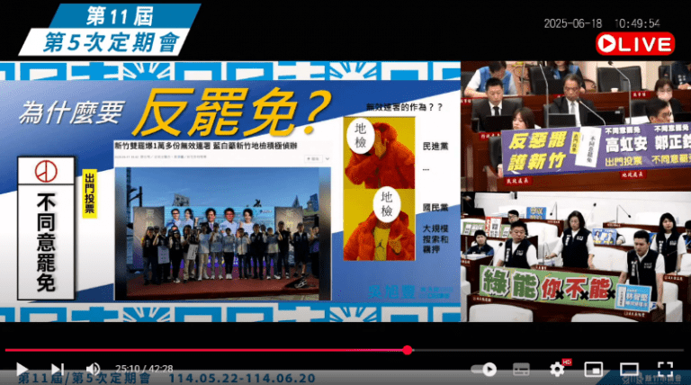新竹市議會質詢現場爆發爭議　國民黨議員批民進黨為「雙標政黨」「綠能你不能」的態度！