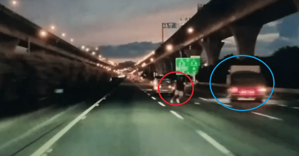 國道驚悚車禍畫面曝光！ 　事故車駕駛車道奔跑示警害大貨車閃避失控翻覆