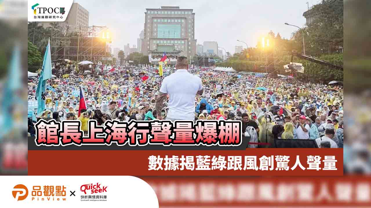 館長上海行聲量爆棚 數據揭藍綠跟風創驚人聲量 館長上海行聲量爆棚 數據揭藍綠跟風創驚人聲量