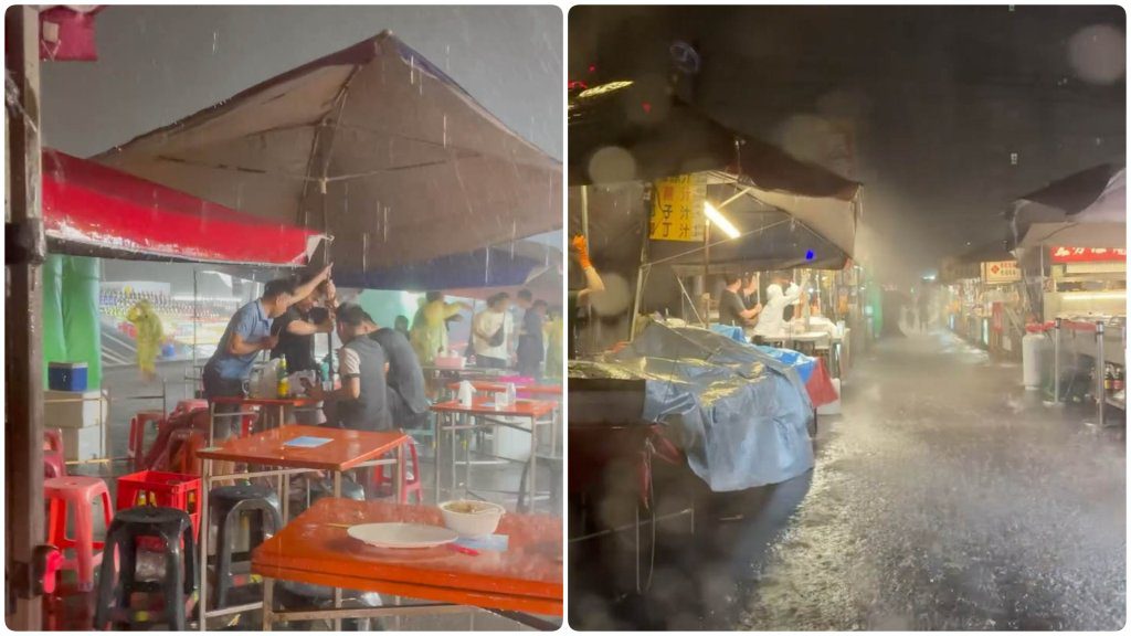 逛夜市遭遇颱風等級強降雨 民眾哀嚎「誰能帶把傘給我?」 逛夜市遭遇颱風等級強降雨 民眾哀嚎「誰能帶把傘給我?」
