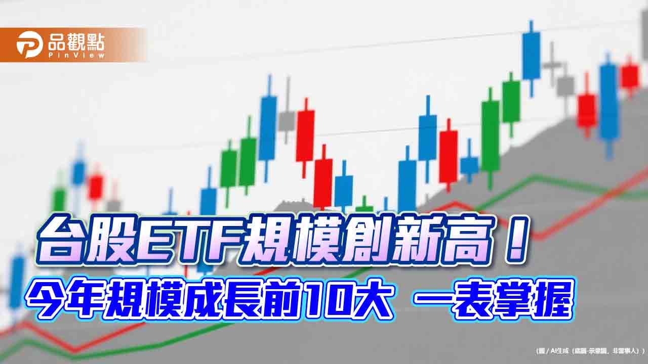 台股ETF規模3.36兆創新高！0050、0056、00919、00878、006208　成長前5強