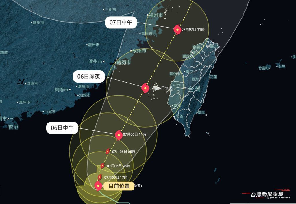 「丹娜絲」颱風轉強！今夜恐發陸警　中南部沿海最需警戒