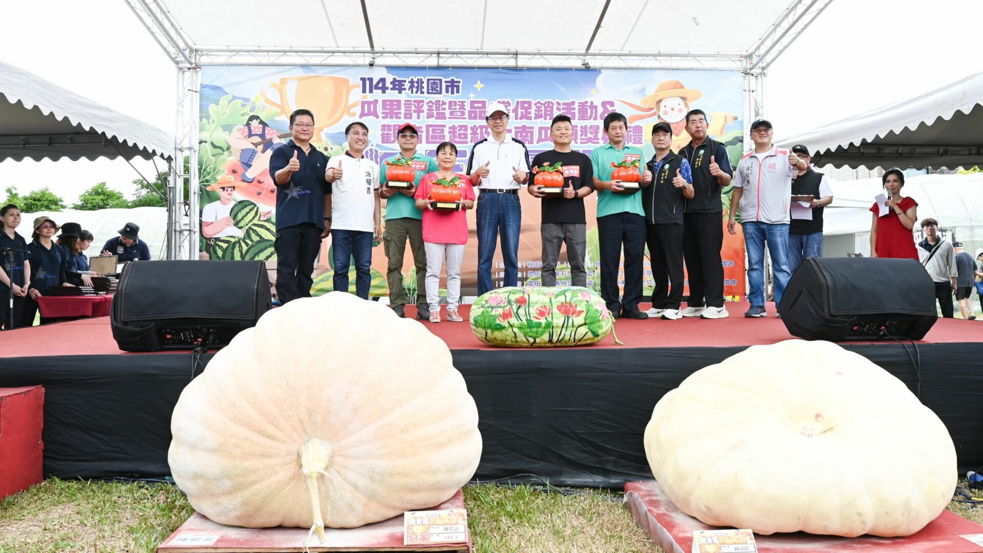 桃園觀音種出542.8台斤超級大南瓜 展現農友辛勤耕種成果 桃園觀音種出542.8台斤超級大南瓜 展現農友辛勤耕種成果