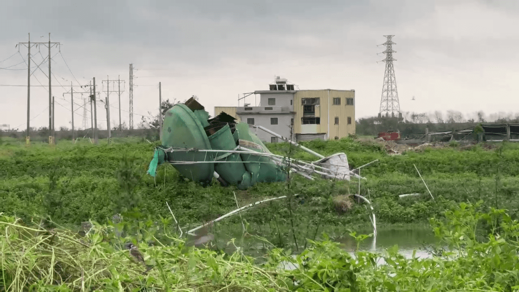 丹娜絲狂掃台南！20呎貨櫃「飛越堤防」　魚塭停電釀大批魚暴斃