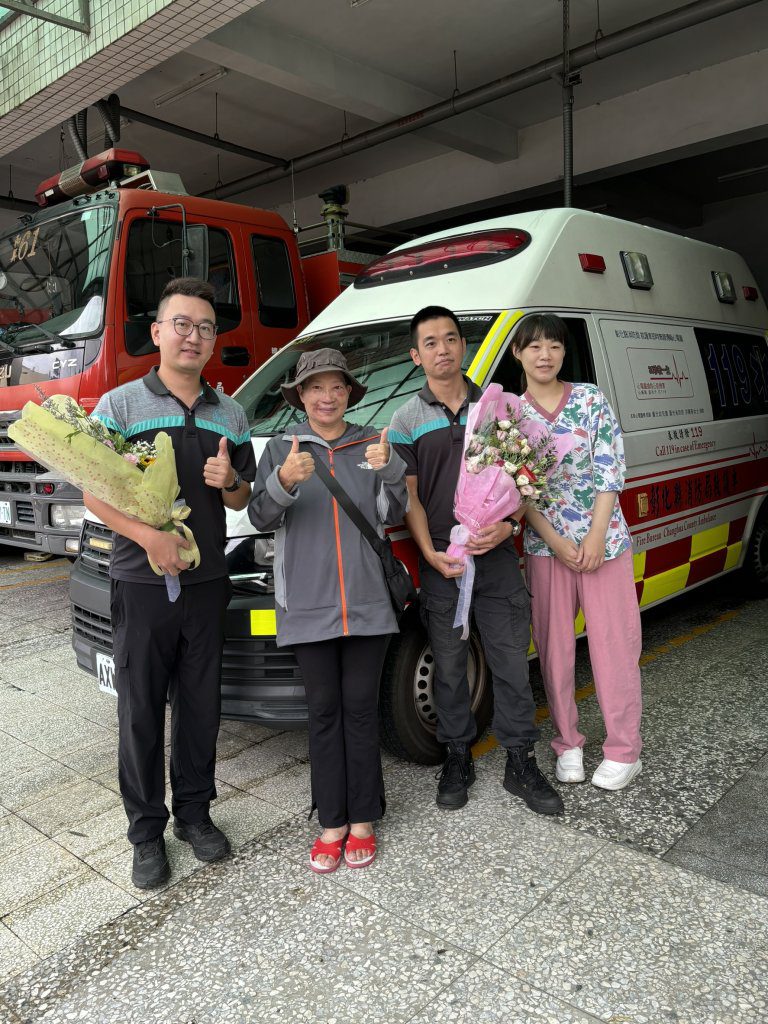便當外送員自摔OHCA搶救後奇蹟甦醒　 攜家屬至和美消防分隊感謝
