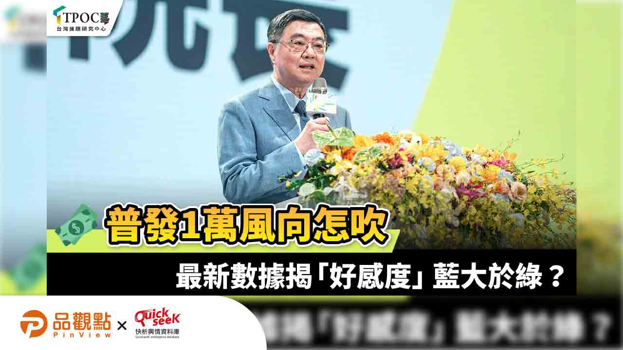 普發1萬風向怎吹 最新數據揭「好感度」藍大於綠？