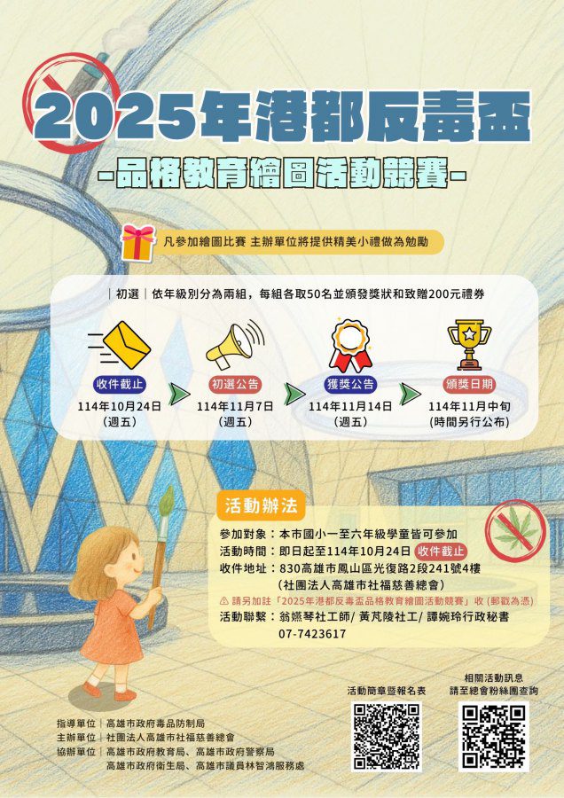 2025港都反毒盃品格教育繪圖競賽　邀集國小學童揮灑創意