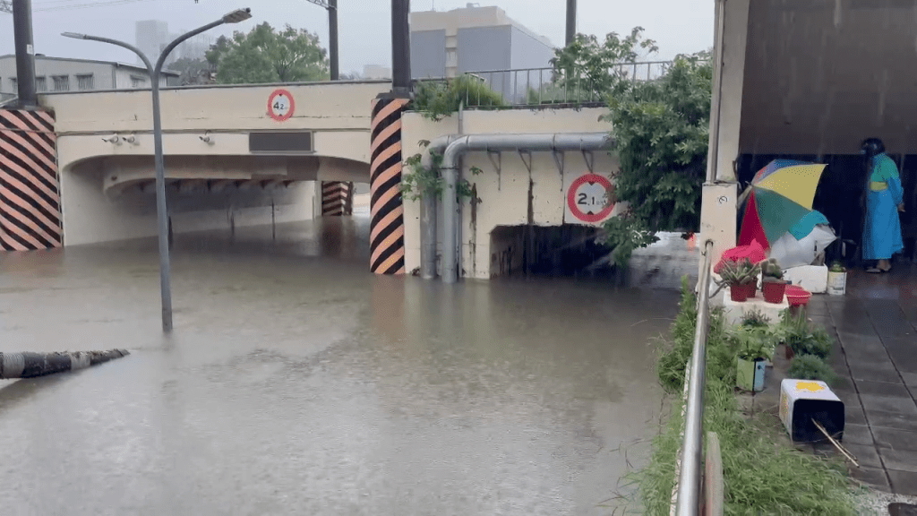 雨彈炸台南！小東地下道清晨淹滿了　警方急交管